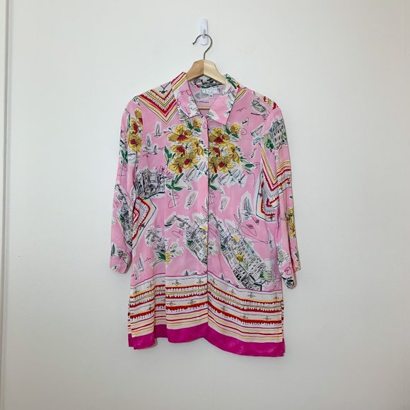 David Dart Sport Tops - Vintage David Dart Sport Pink Blouse, Scenic Top Medium Tunic Shirt